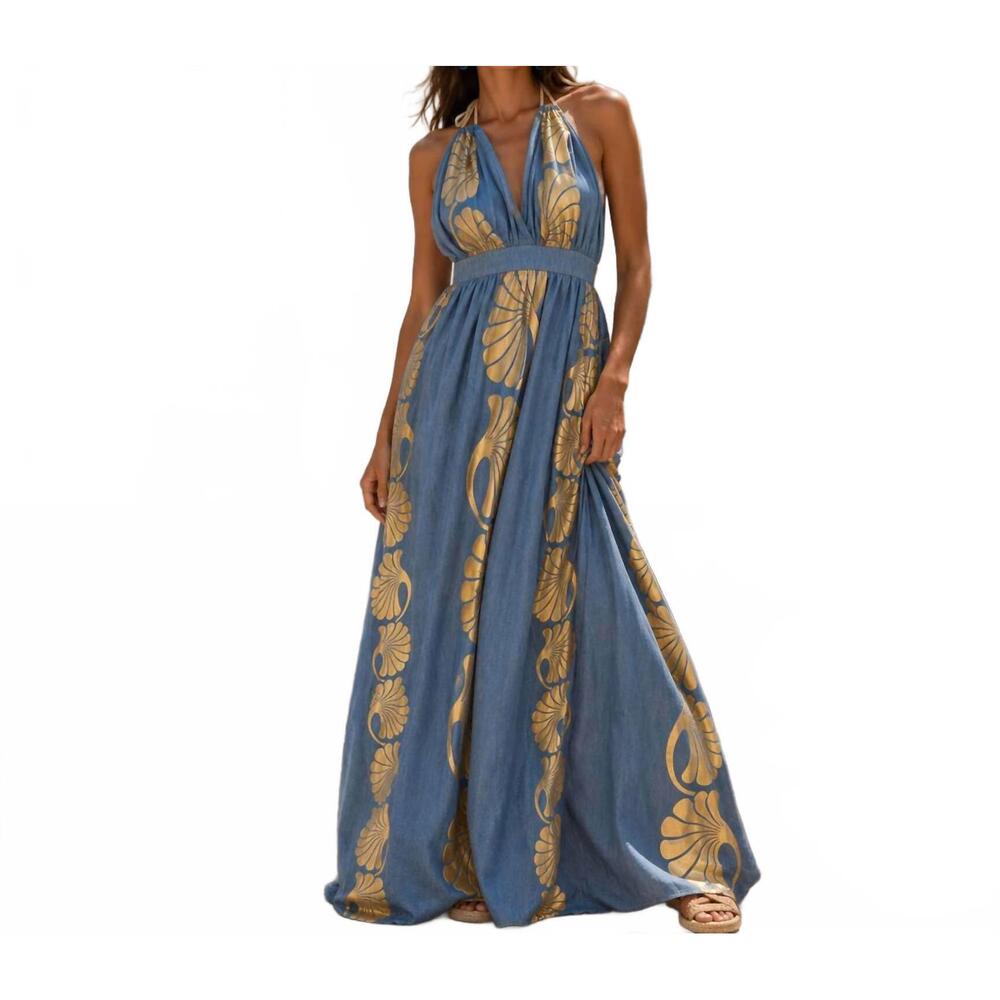 NEW MYSTERY RESORT aphrodite maxi dress in blue